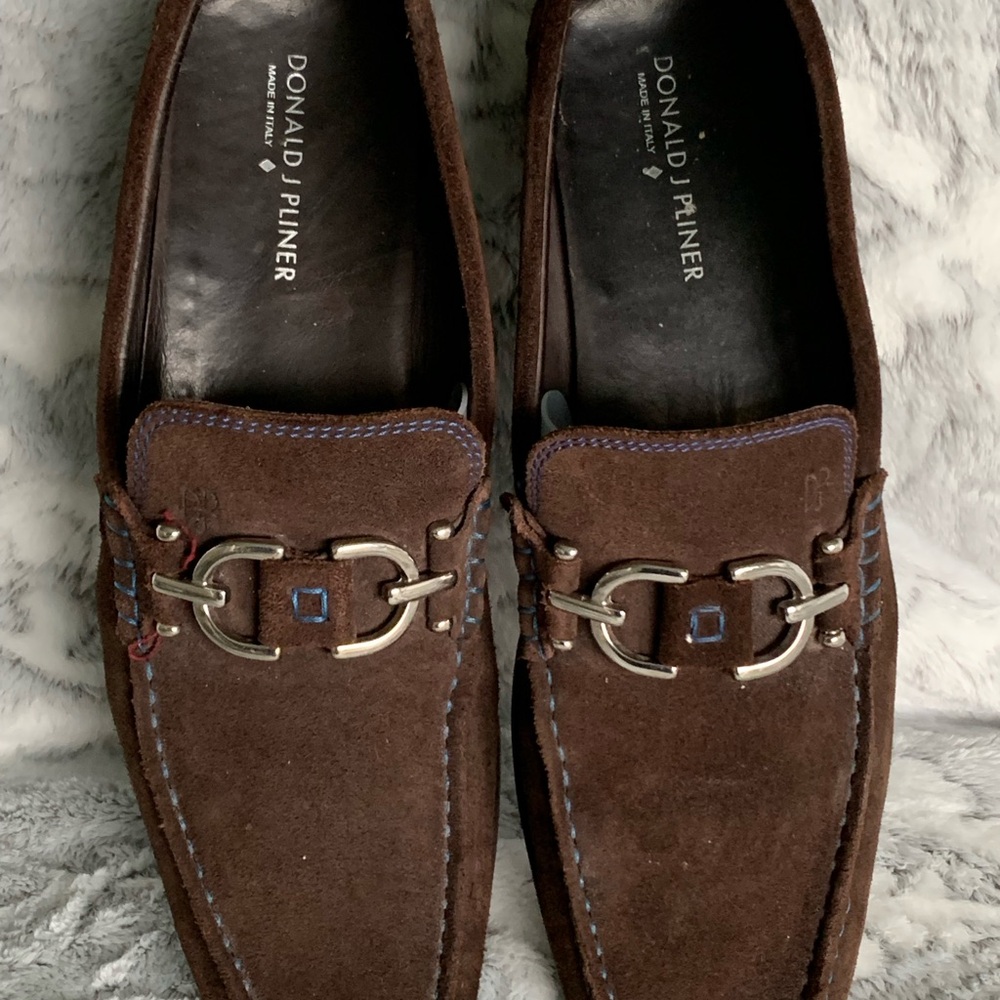 Donald J. Pliner Dacio Brown Suede bit Loafers with Silver Hardware 11 1/2 m